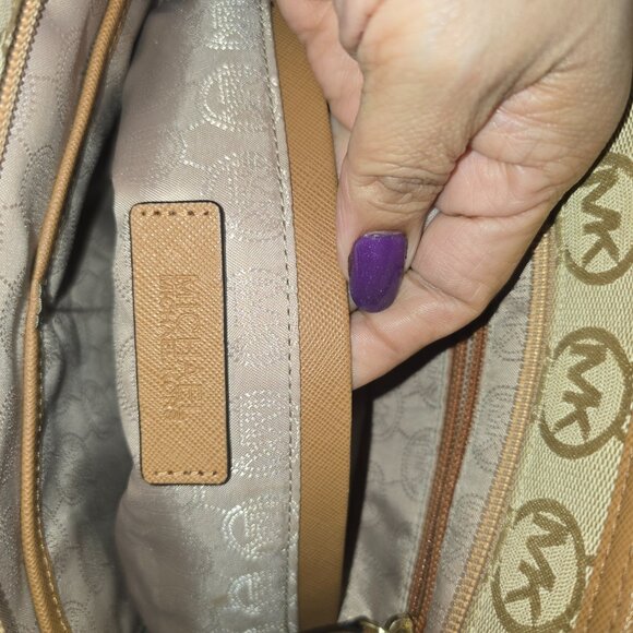 Michael Kors Beige and Brown Logo Tote - Picture 5 of 14